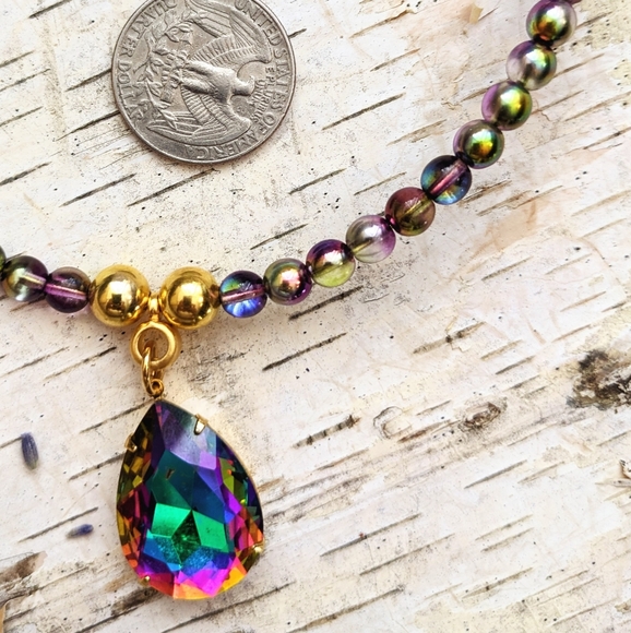 Volcano Beads And Volcano / Vitrail Pendant Necklace - Picture 8 of 8